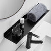 Durable Black Non-Perforated Bathroom Shelf – "Space-saving black shelf for bathroom storage"
