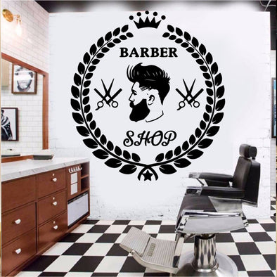 "Artistic decal mural for barber shop interior decor
