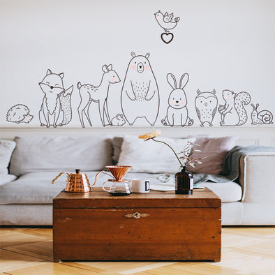 Cute Animal Wall Decal – "Adorable animal characters bedroom sticker for children"
