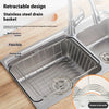 Adjustable stainless steel sink basket for kitchen.