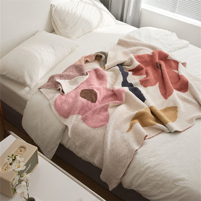 Cozy Bedroom Blanket – "Cozy knitted blanket with floral design for home bedding"
