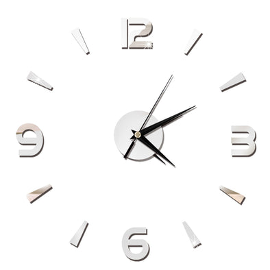 Silver Wall Clock DIY Home Decoration